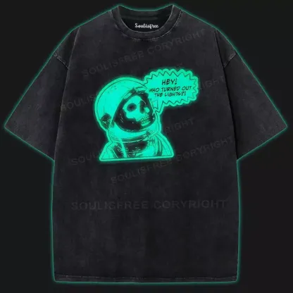 Hey! Who Turned Off The Lights? Washed Space T-shirt
