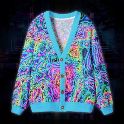 Soulisfree Liquid Dreams Fuzzy Cardigan Sweater 