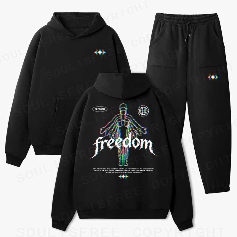 Soulisfree Freedom Within Yourself Cotton Fleece Hoodie Set