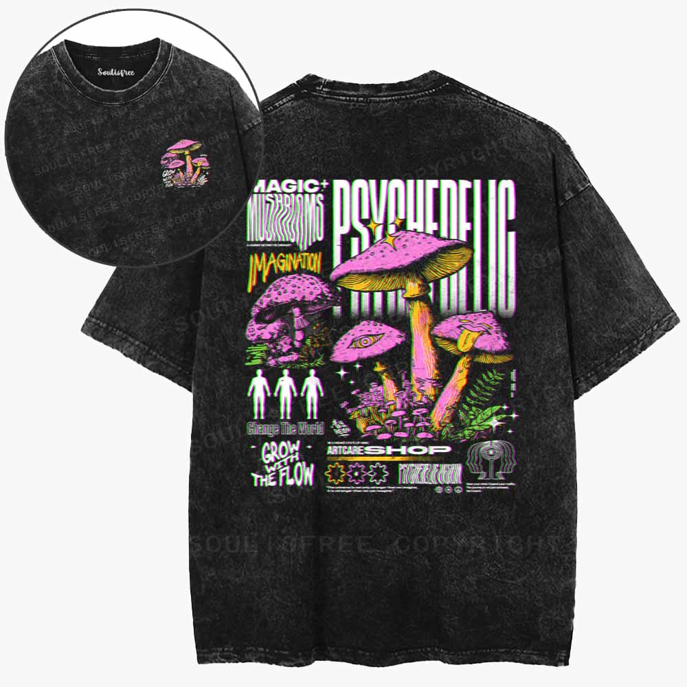Soulisfree  Psychedelic Mushroom Dreams Washed Tee