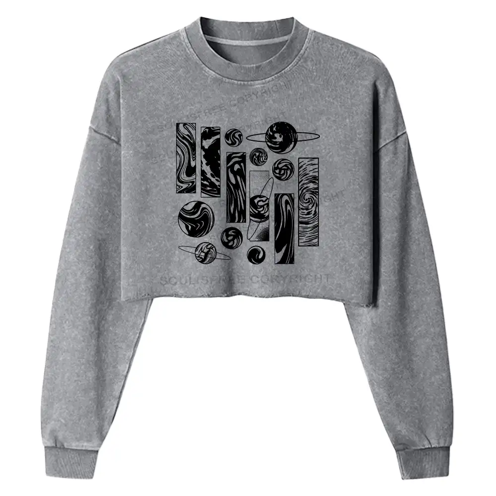 Galaxy Washed Cropped Sweatshirt