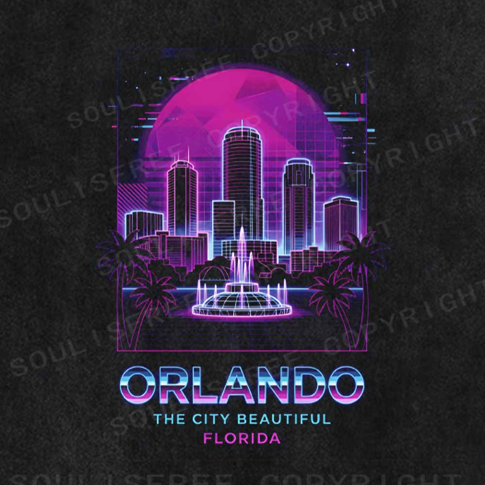 Soulisfree Neon Glow Of Orlando Florida Washed Tee