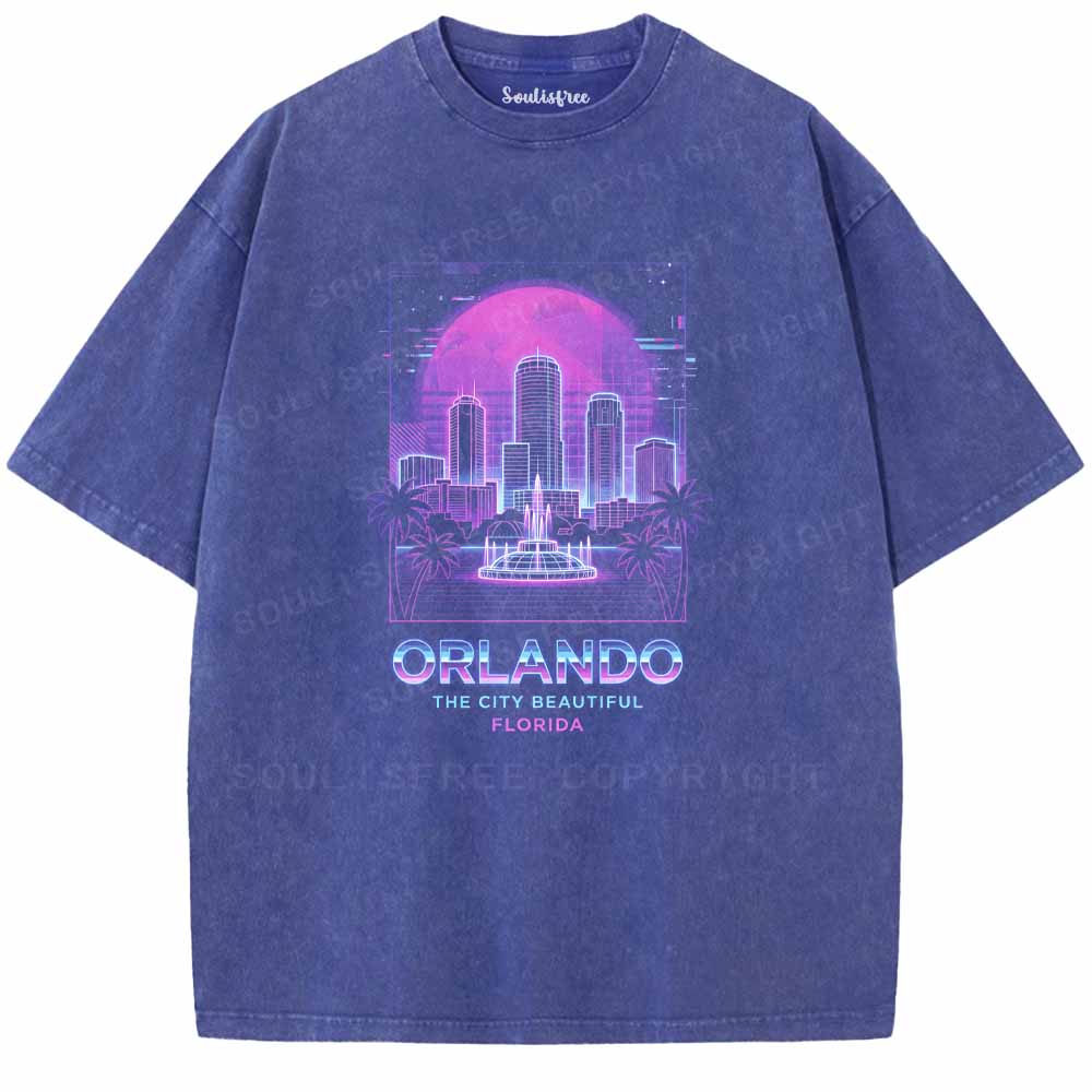 Soulisfree Neon Glow Of Orlando Florida Washed Tee
