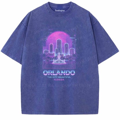 Soulisfree Neon Glow Of Orlando Florida Washed Tee