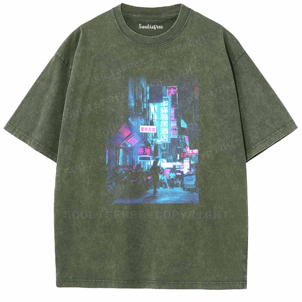 Soulisfree Neon Glow In Ancient East Lanes Washed Tee