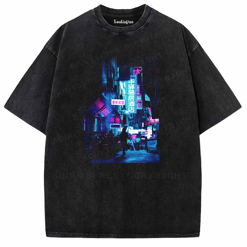 Soulisfree Neon Glow In Ancient East Lanes Washed Tee