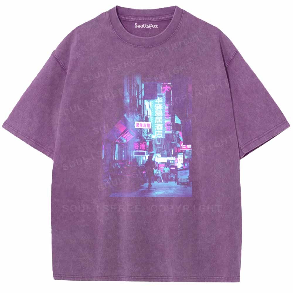 Soulisfree Neon Glow In Ancient East Lanes Washed Tee