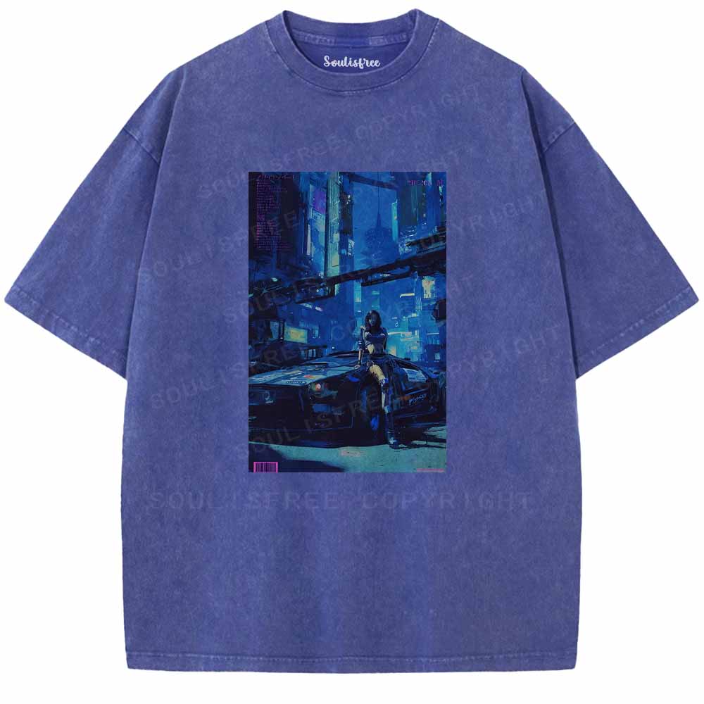Soulisfree City Rider Of Neon Tomorrow Washed Tee
