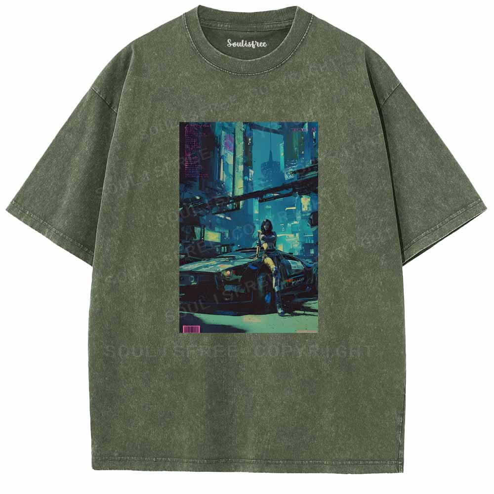 Soulisfree City Rider Of Neon Tomorrow Washed Tee
