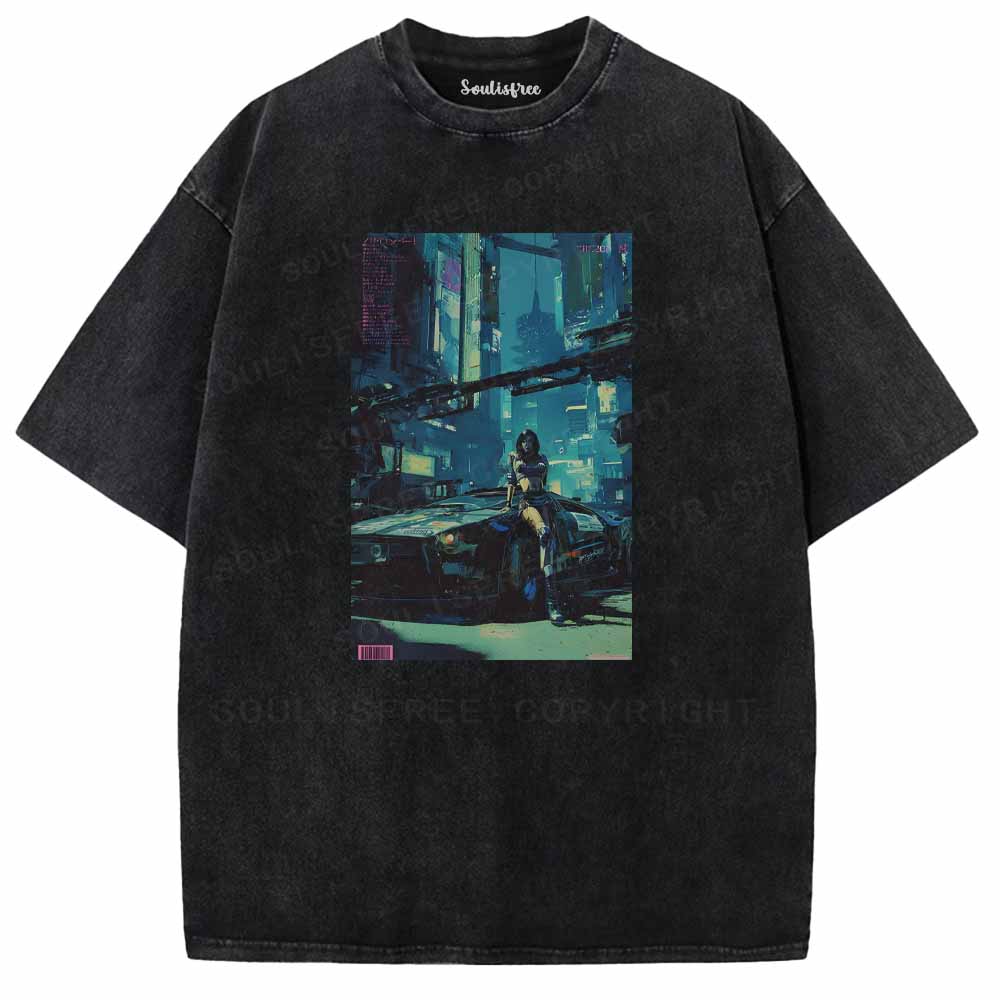 Soulisfree City Rider Of Neon Tomorrow Washed Tee