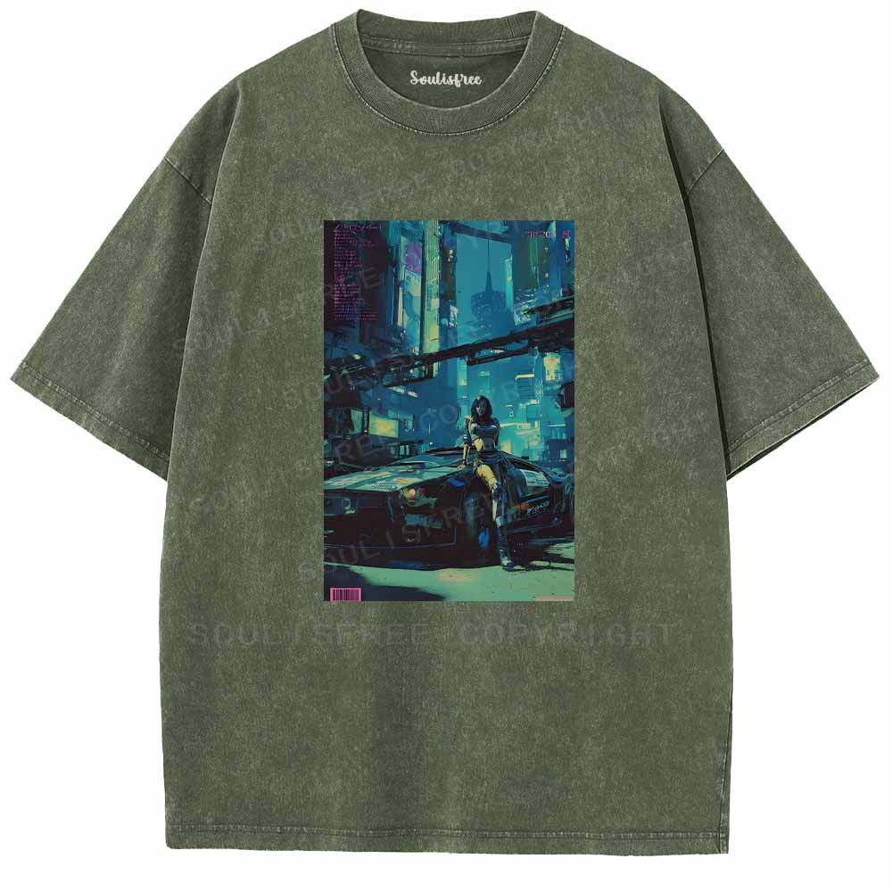 Soulisfree City Rider Of Neon Tomorrow Washed Tee