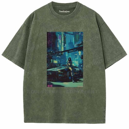 Soulisfree City Rider Of Neon Tomorrow Washed Tee