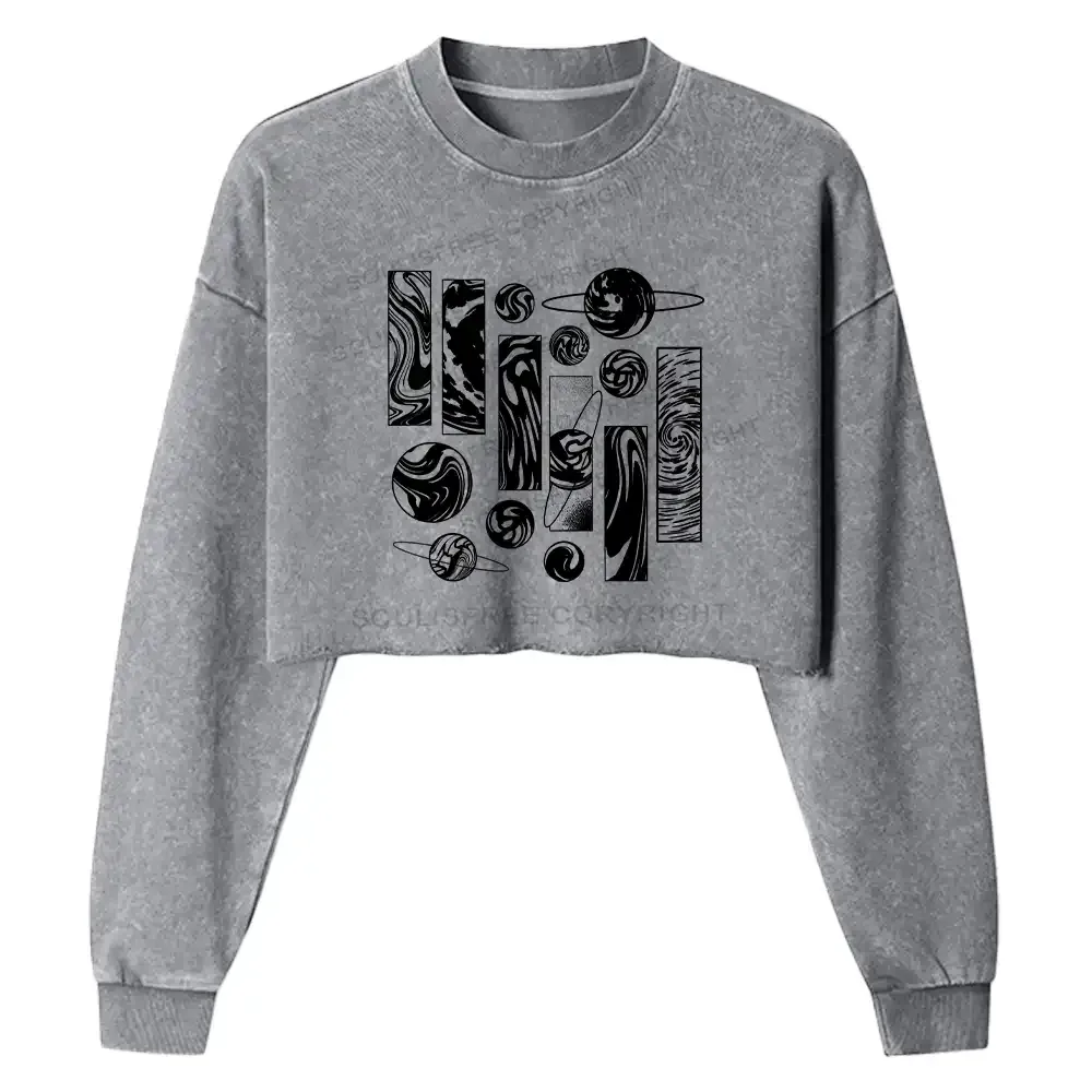 Galaxy Washed Cropped Sweatshirt
