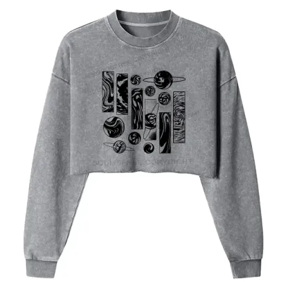 Galaxy Washed Cropped Sweatshirt