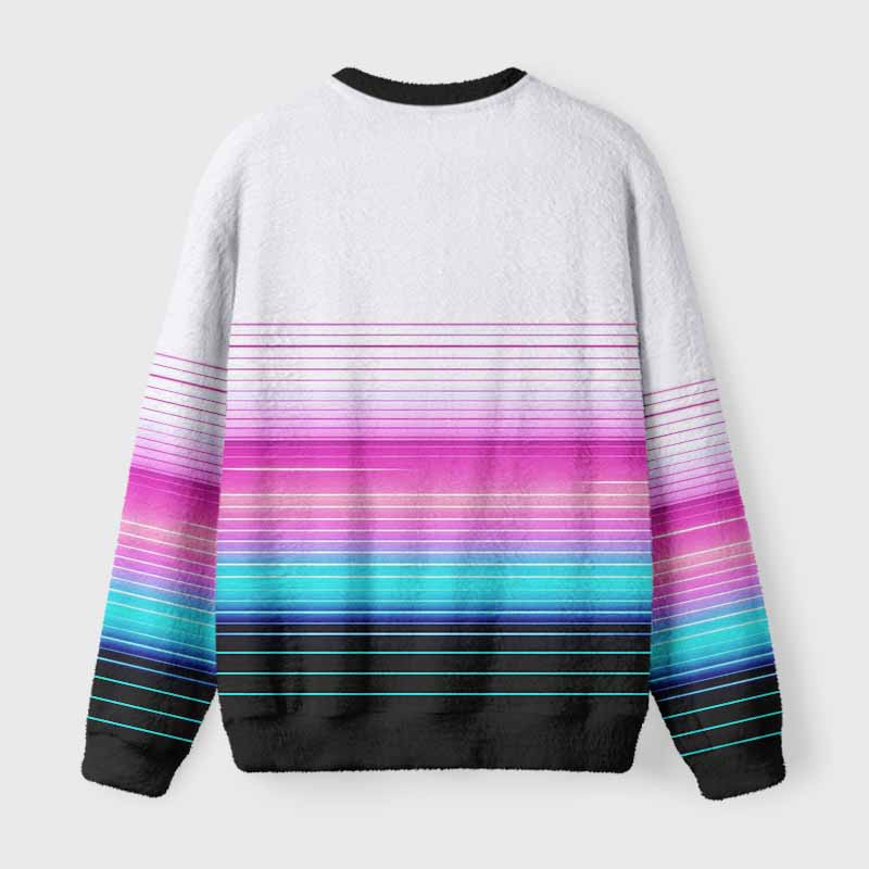 Soulisfree Vaporwave Pink Blue Fade  Fuzzy Crewneck Sweater