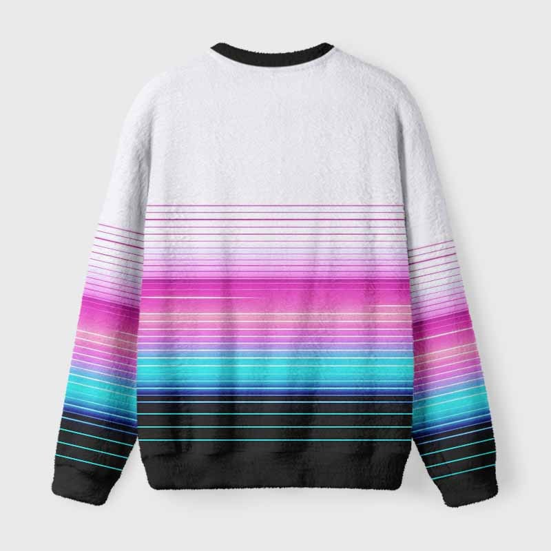 Soulisfree Vaporwave Pink Blue Fade  Fuzzy Crewneck Sweater