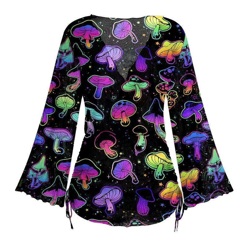 Soulisfree Shroom Party Sheer Mesh Cover Up