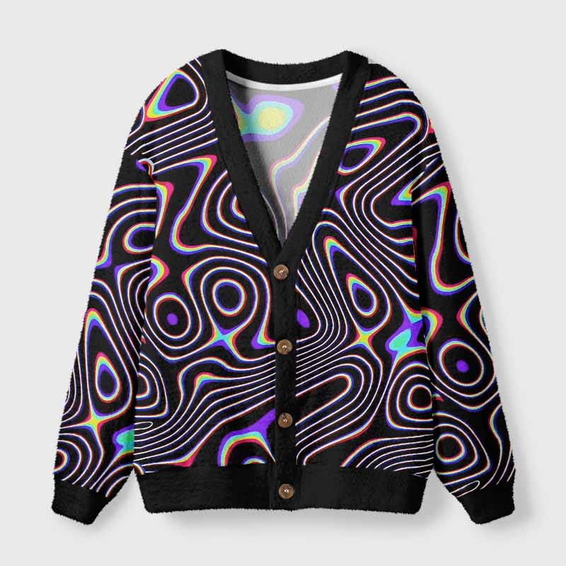 Soulisfree Psy Current – Liquid Energy Fuzzy Cardigan Sweater
