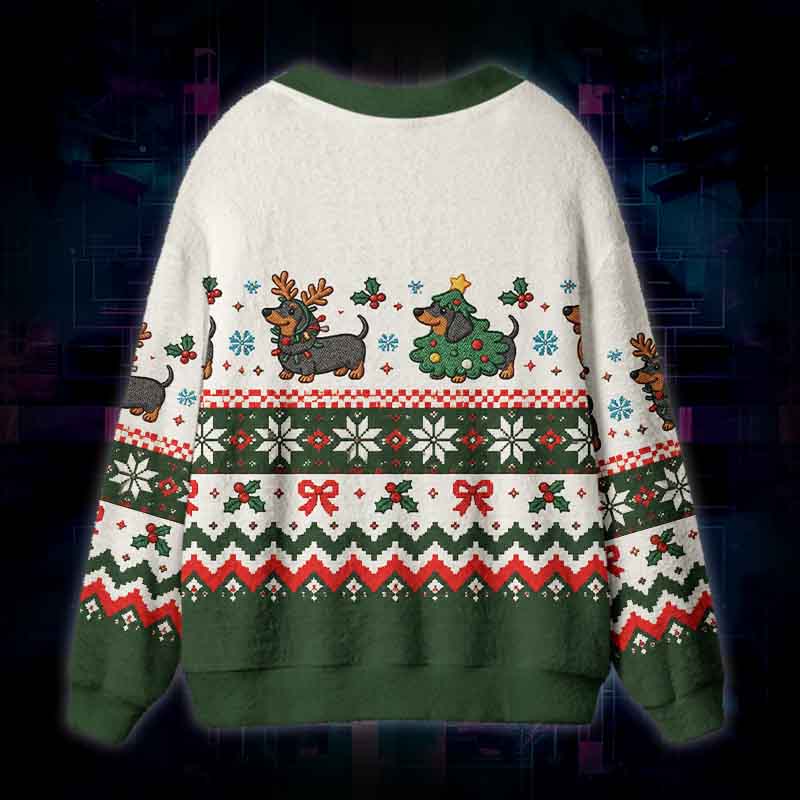 Soulisfree A Small Friend In A Big Winter World Fuzzy Cardigan Sweater
