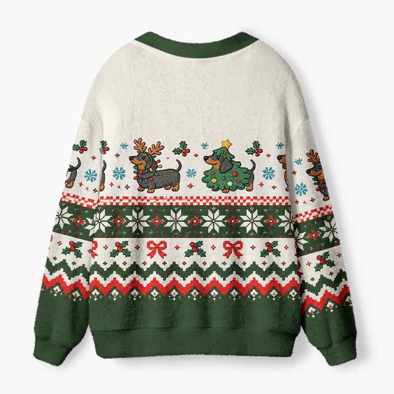 Soulisfree A Small Friend In A Big Winter World Fuzzy Cardigan Sweater