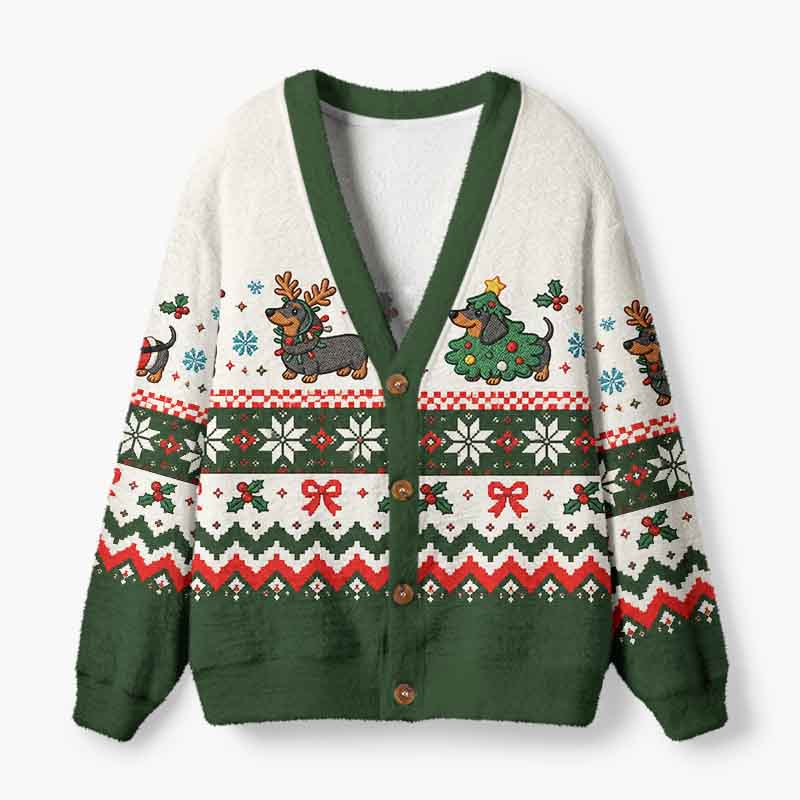 Soulisfree A Small Friend In A Big Winter World Fuzzy Cardigan Sweater