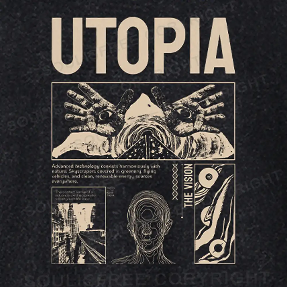 Yearning For Utopia Washed Cropped Sweatshirt