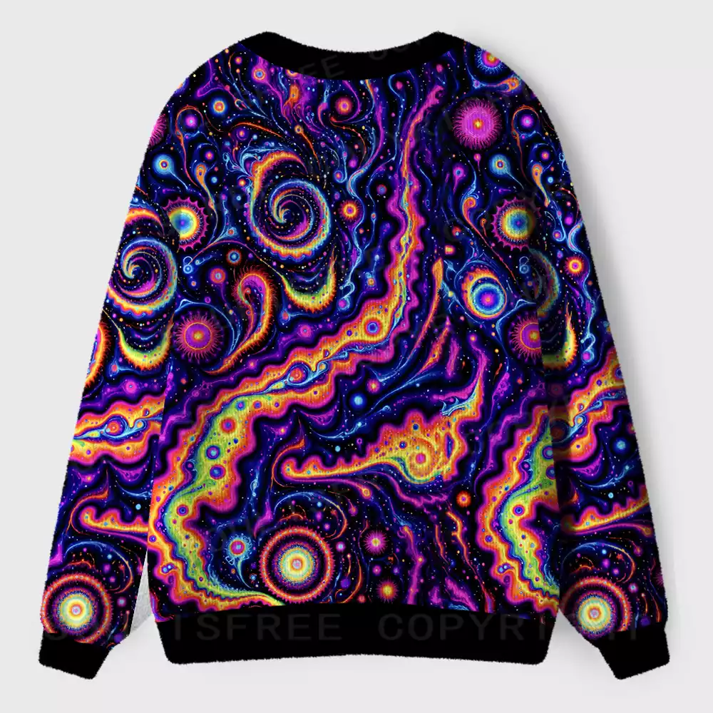 Psychedelic Nebula Vibrant Ugly Cardigan Sweaters