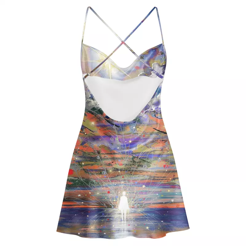 Soulisfree Ethereal Skyline Dream Cowl Neck Satin Mini Dress
