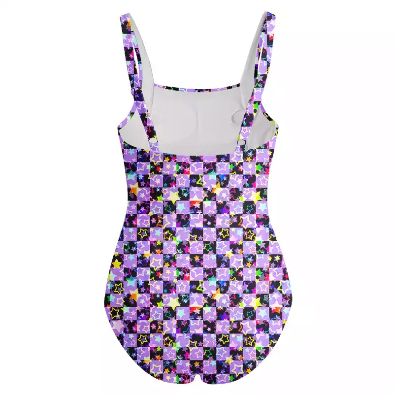 Soulisfree Lavender Neon Star One‑Piece Swimsuit