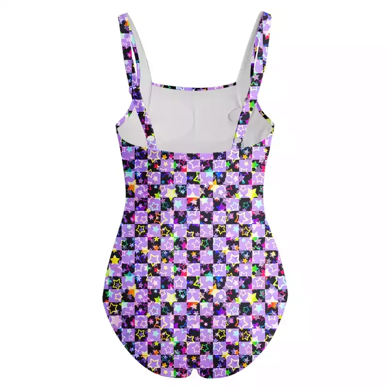 Soulisfree Lavender Neon Star One‑Piece Swimsuit