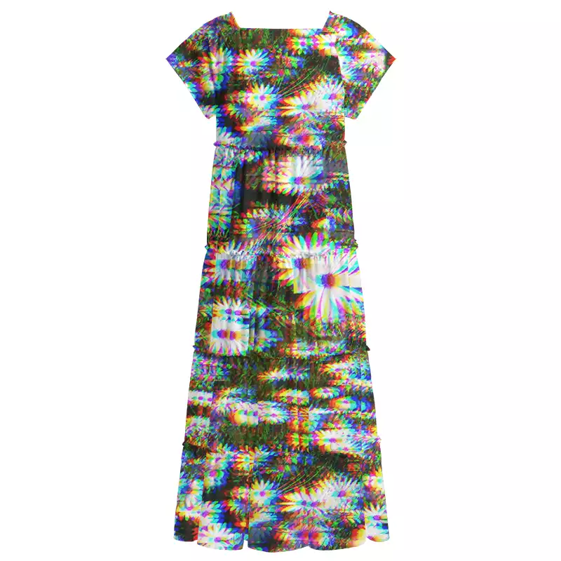 Soulisfree Holo Daisy Square Neck Maxi Dress
