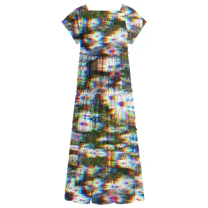 Soulisfree Holo Daisy Square Neck Maxi Dress