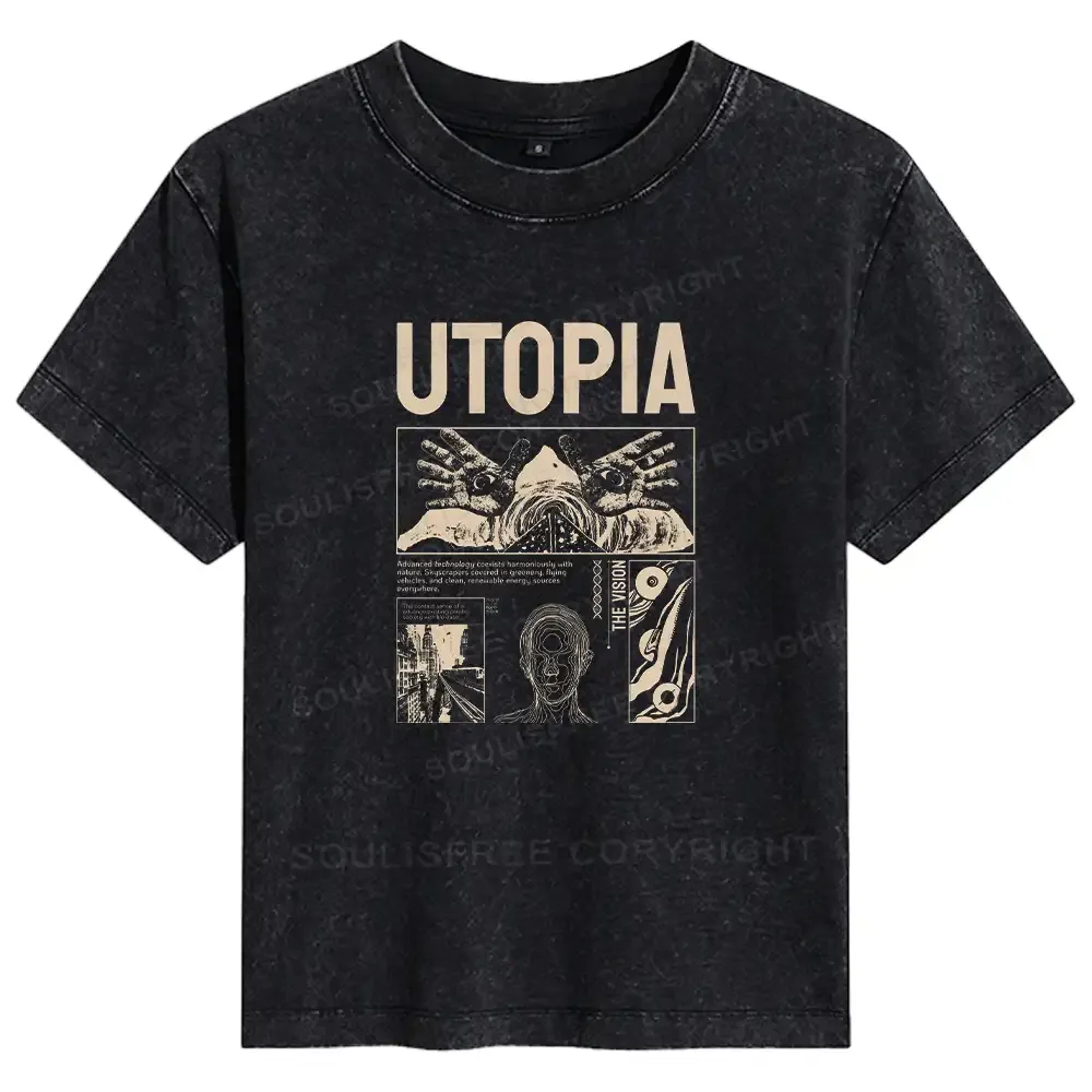 Designed Yearning For Utopia Basic Washed T-shirt