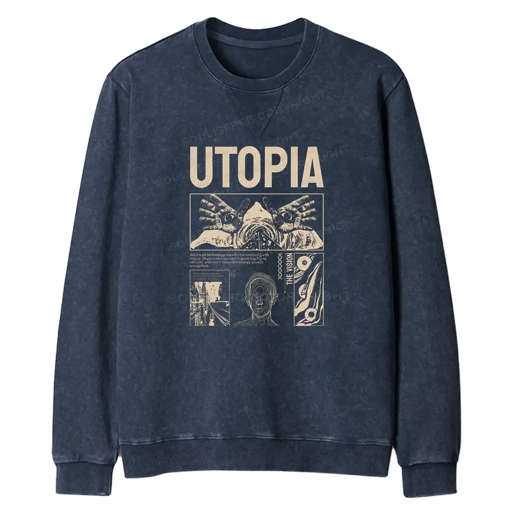 Yearning For Utopia Regular Fit Washed Sweatshirt