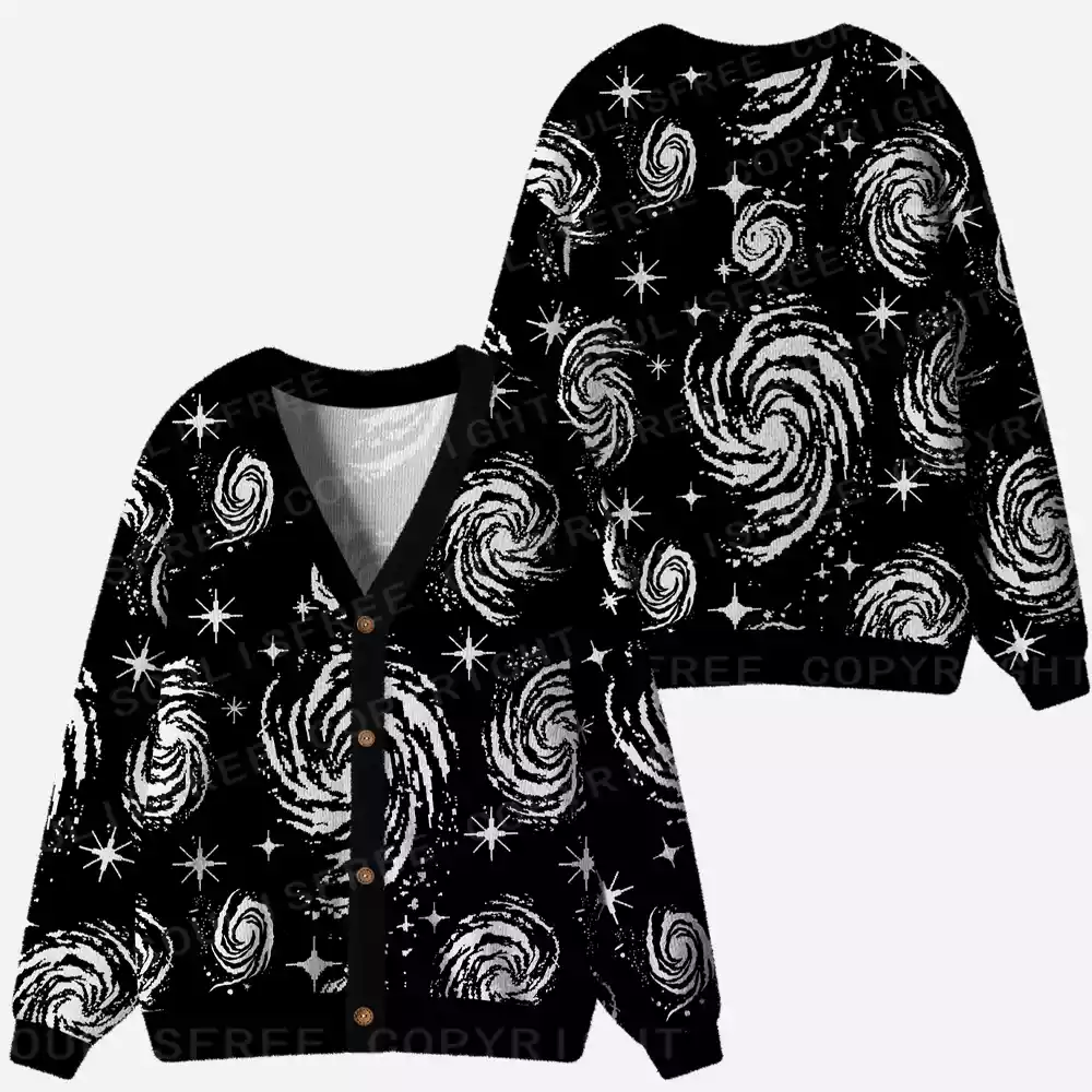 Galactic Swirl: A Cosmic Journey Ugly Cardigan Sweaters