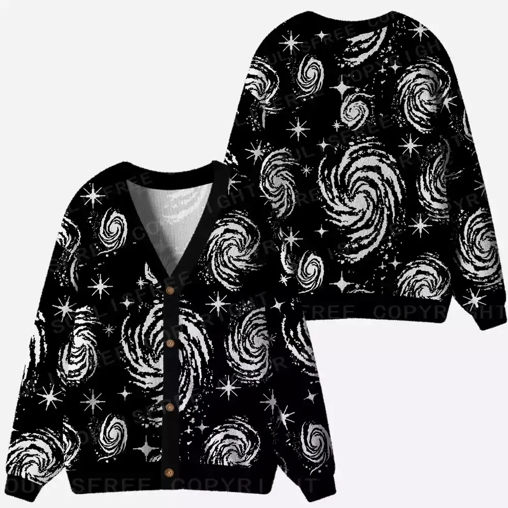 Galactic Swirl: A Cosmic Journey Ugly Cardigan Sweaters