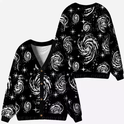 Galactic Swirl: A Cosmic Journey Ugly Cardigan Sweaters