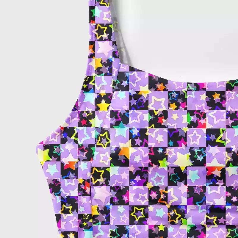 Soulisfree Lavender Neon Star One‑Piece Swimsuit