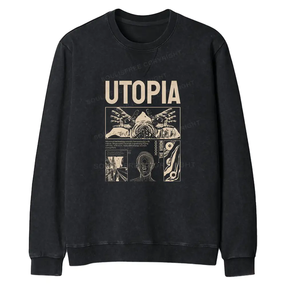 Yearning For Utopia Regular Fit Washed Sweatshirt