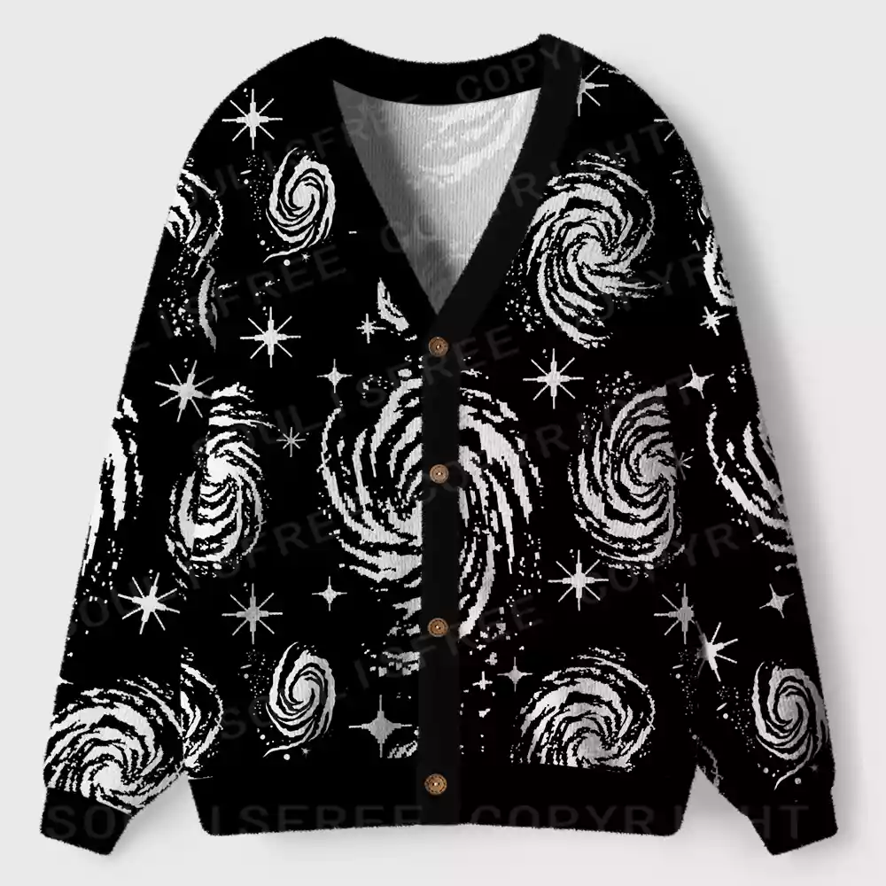 Galactic Swirl: A Cosmic Journey Ugly Cardigan Sweaters