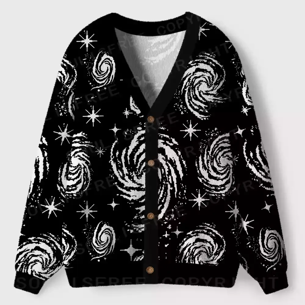 Galactic Swirl: A Cosmic Journey Ugly Cardigan Sweaters
