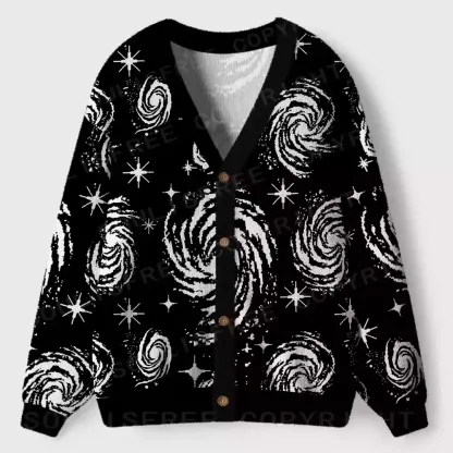 Galactic Swirl: A Cosmic Journey Ugly Cardigan Sweaters