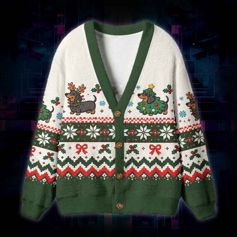 Soulisfree A Small Friend In A Big Winter World Fuzzy Cardigan Sweater