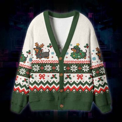 Soulisfree A Small Friend In A Big Winter World Fuzzy Cardigan Sweater