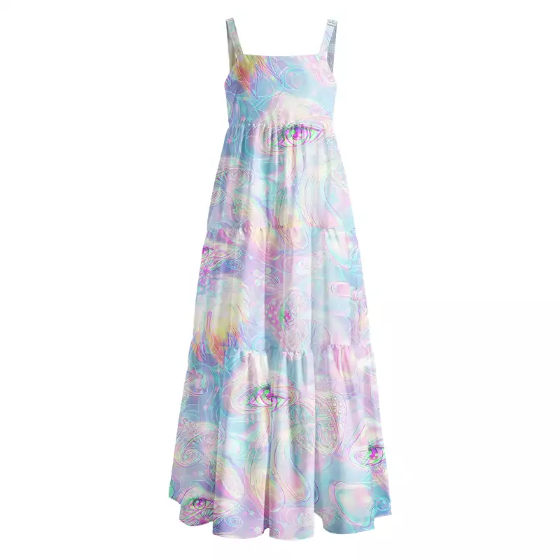 Soulisfree Pastel  All‑Seeing Eyes Boho Maxi Dress