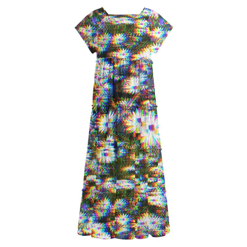 Soulisfree Holo Daisy Square Neck Maxi Dress