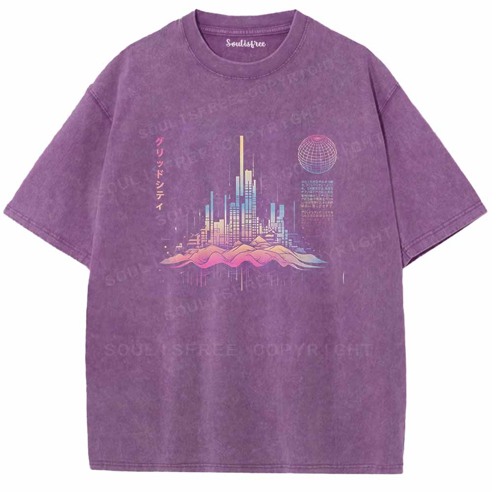 Soulisfree Grid World Of Eastern Tomorrow Washed Tee