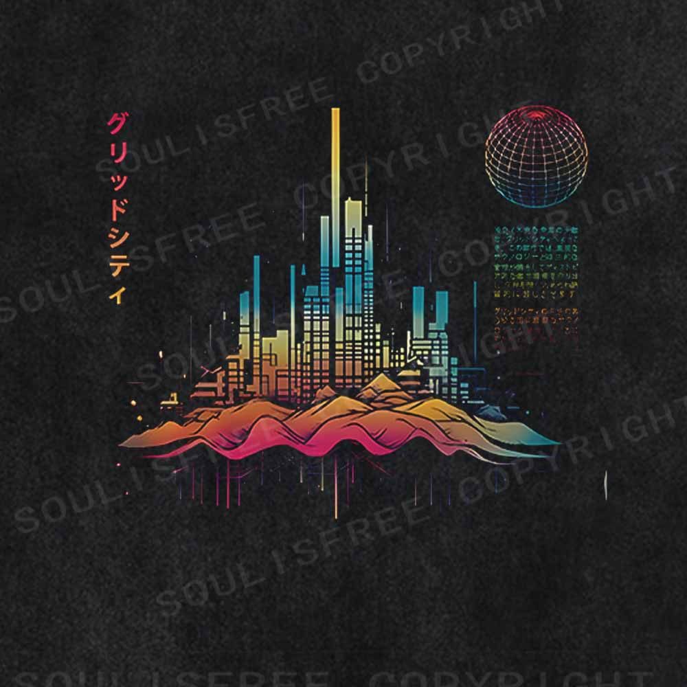 Soulisfree Grid World Of Eastern Tomorrow Washed Tee