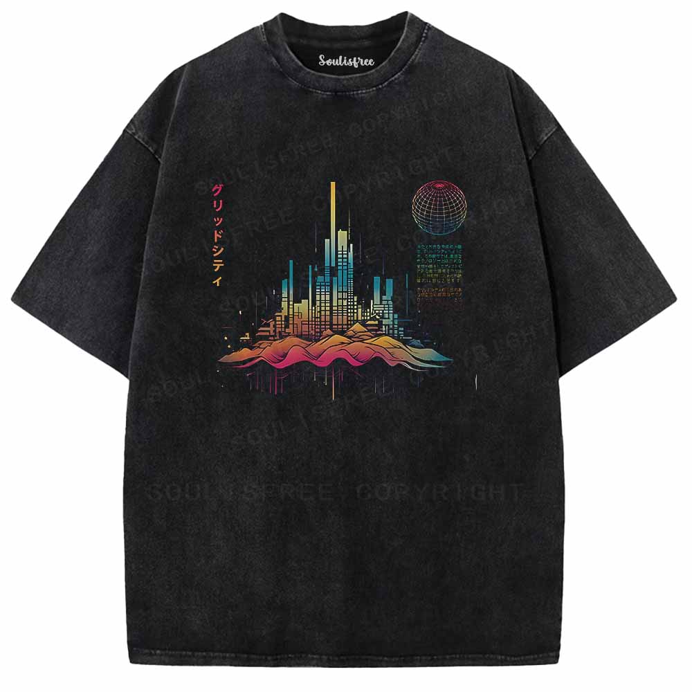 Soulisfree Grid World Of Eastern Tomorrow Washed Tee