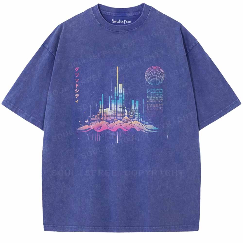 Soulisfree Grid World Of Eastern Tomorrow Washed Tee